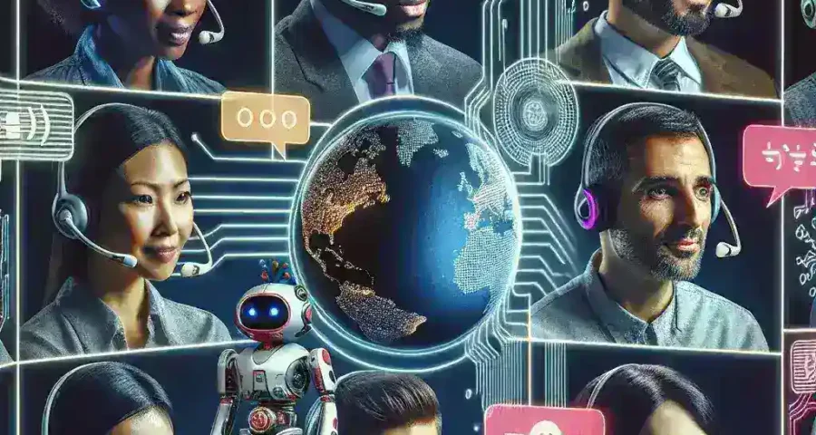 "AI-powered translation tools facilitating seamless cross-language communication in gaming, showcasing diverse players interacting in a virtual environment."